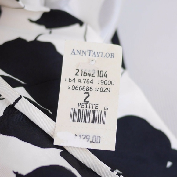 ANN TAYLOR Black & beige floral silk dress NEW - Picture 7 of 8